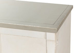 Sarreid Luciana 112" Buffet With Gray Quartz Top & 6 Stylish Wood Doors - Elegant White Finish Design Beige  R04537t15w