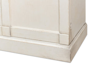 Sarreid Luciana 112" Buffet With Gray Quartz Top & 6 Stylish Wood Doors - Elegant White Finish Design Beige  R04537t15w