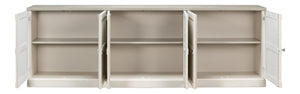 Sarreid Luciana 112" Buffet With Gray Quartz Top & 6 Stylish Wood Doors - Elegant White Finish Design Beige  R04537t15w