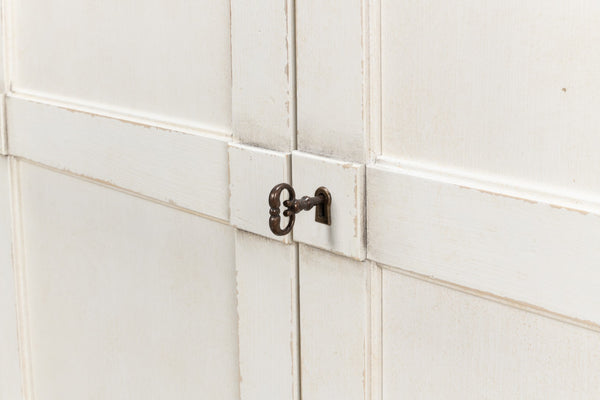 Sarreid Luciana 112" Buffet With Gray Quartz Top & 6 Stylish Wood Doors - Elegant White Finish Design Beige  R04537t15w