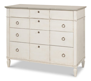 Sarreid Azzalene Dresser In Stucco White With Elegant Grey Quartz Top – Stylish Wood Storage Solution! White  R054-14t15