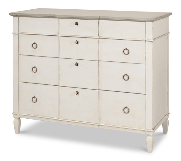 Sarreid Azzalene Dresser In Stucco White With Elegant Grey Quartz Top – Stylish Wood Storage Solution! White  R054-14t15