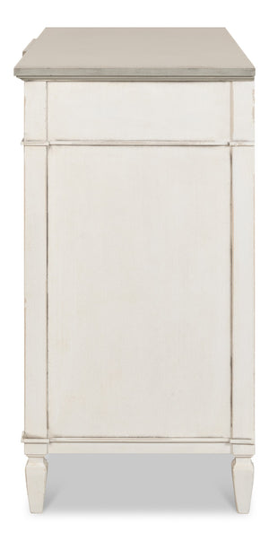 Sarreid Azzalene Dresser In Stucco White With Elegant Grey Quartz Top – Stylish Wood Storage Solution! White  R054-14t15