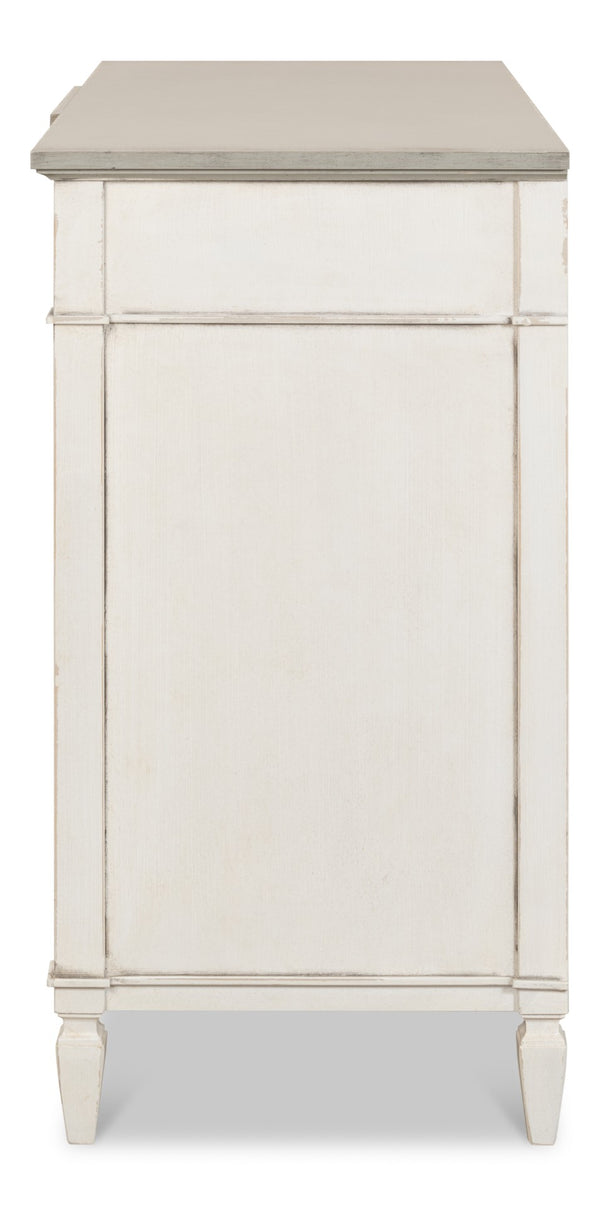 Sarreid Azzalene Dresser In Stucco White With Elegant Grey Quartz Top – Stylish Wood Storage Solution! White  R054-14t15