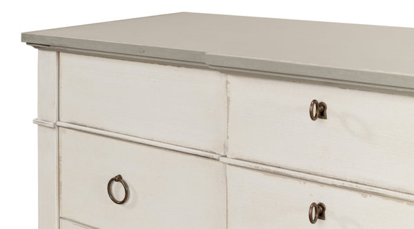 Sarreid Azzalene Dresser In Stucco White With Elegant Grey Quartz Top – Stylish Wood Storage Solution! White  R054-14t15