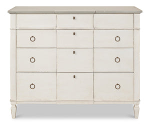 Sarreid Azzalene Dresser In Stucco White With Elegant Grey Quartz Top – Stylish Wood Storage Solution! White  R054-14t15