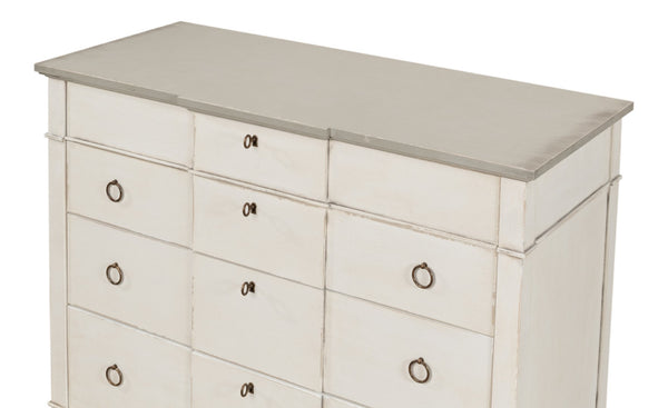 Sarreid Azzalene Dresser In Stucco White With Elegant Grey Quartz Top – Stylish Wood Storage Solution! White  R054-14t15