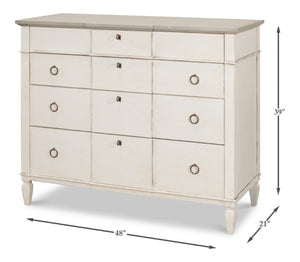Sarreid Azzalene Dresser In Stucco White With Elegant Grey Quartz Top – Stylish Wood Storage Solution! White  R054-14t15