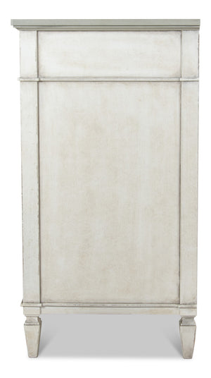 Sarreid Azzalene Dresser In White Finish With Stunning Gray Quartz Top For A Modern Bedroom Upgrade White  R054-37t15