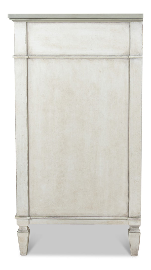 Sarreid Azzalene Dresser In White Finish With Stunning Gray Quartz Top For A Modern Bedroom Upgrade White  R054-37t15