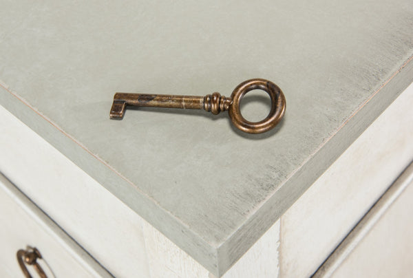 Sarreid Azzalene Dresser In White Finish With Stunning Gray Quartz Top For A Modern Bedroom Upgrade White  R054-37t15