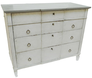 Sarreid Azzalene Dresser In White Finish With Stunning Gray Quartz Top For A Modern Bedroom Upgrade White  R054-37t15