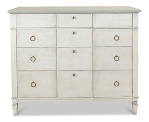 Sarreid Azzalene Dresser In White Finish With Stunning Gray Quartz Top For A Modern Bedroom Upgrade White  R054-37t15