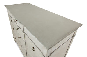Sarreid Azzalene Dresser In White Finish With Stunning Gray Quartz Top For A Modern Bedroom Upgrade White  R054-37t15