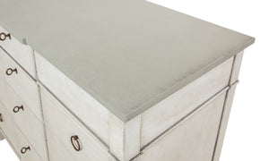 Sarreid Azzalene Dresser In White Finish With Stunning Gray Quartz Top For A Modern Bedroom Upgrade White  R054-37t15