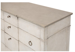 Sarreid Azzalene Dresser In White Finish With Stunning Gray Quartz Top For A Modern Bedroom Upgrade White  R054-37t15