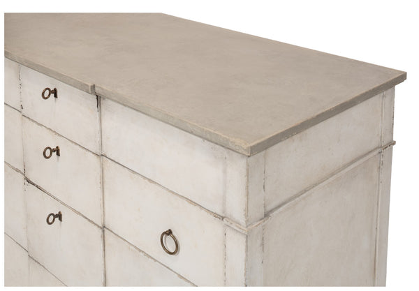 Sarreid Azzalene Dresser In White Finish With Stunning Gray Quartz Top For A Modern Bedroom Upgrade White  R054-37t15