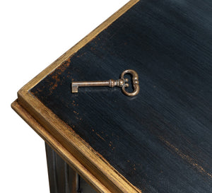 Sarreid Louis Xvi Buffet In Powder Black With Gold Accents - Elegant Wood Design, 2 Adjustable Shelves, 3 Doors Black  R059-20