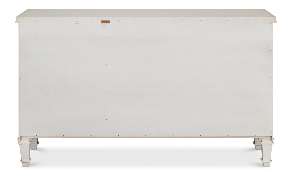 Sarreid Louis Xvi Buffet With Elegant Gray Quartz Top And Adjustable Shelves - Stylish White Finish Storage White  R059-37t15