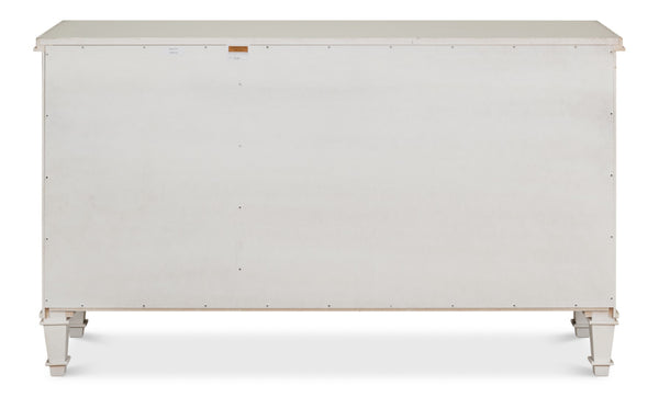 Sarreid Louis Xvi Buffet With Elegant Gray Quartz Top And Adjustable Shelves - Stylish White Finish Storage White  R059-37t15