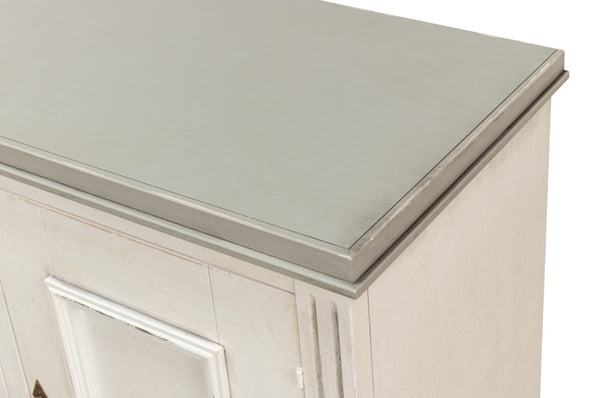 Sarreid Louis Xvi Buffet With Elegant Gray Quartz Top And Adjustable Shelves - Stylish White Finish Storage White  R059-37t15