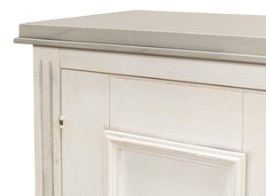 Sarreid Louis Xvi Buffet With Elegant Gray Quartz Top And Adjustable Shelves - Stylish White Finish Storage White  R059-37t15