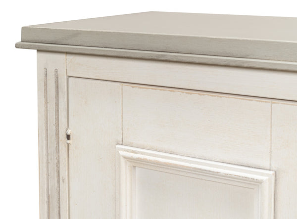 Sarreid Louis Xvi Buffet With Elegant Gray Quartz Top And Adjustable Shelves - Stylish White Finish Storage White  R059-37t15