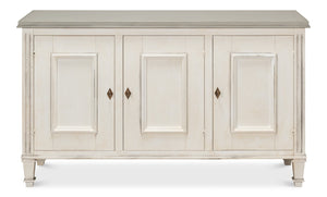 Sarreid Louis Xvi Buffet With Elegant Gray Quartz Top And Adjustable Shelves - Stylish White Finish Storage White  R059-37t15
