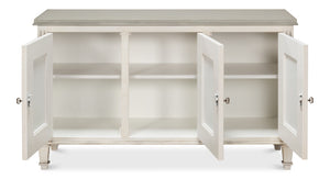 Sarreid Louis Xvi Buffet With Elegant Gray Quartz Top And Adjustable Shelves - Stylish White Finish Storage White  R059-37t15