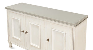 Sarreid Louis Xvi Buffet With Elegant Gray Quartz Top And Adjustable Shelves - Stylish White Finish Storage White  R059-37t15