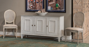 Sarreid Louis Xvi Buffet With Elegant Gray Quartz Top And Adjustable Shelves - Stylish White Finish Storage White  R059-37t15