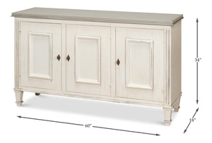 Sarreid Louis Xvi Buffet With Elegant Gray Quartz Top And Adjustable Shelves - Stylish White Finish Storage White  R059-37t15