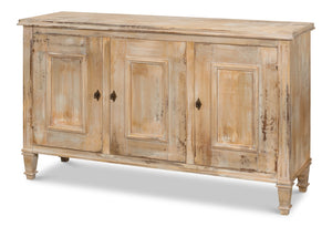 Sarreid Louis Xvi Buffet - Exquisite Antique Oak Finish, 3 Doors, 2 Adjustable Shelves, Timeless Elegance Tan  R059-64