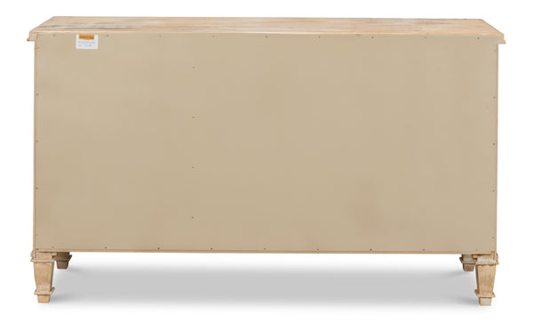 Sarreid Louis Xvi Buffet - Exquisite Antique Oak Finish, 3 Doors, 2 Adjustable Shelves, Timeless Elegance Tan  R059-64