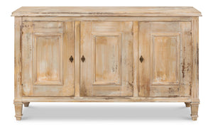 Sarreid Louis Xvi Buffet - Exquisite Antique Oak Finish, 3 Doors, 2 Adjustable Shelves, Timeless Elegance Tan  R059-64