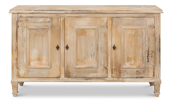 Sarreid Louis Xvi Buffet - Exquisite Antique Oak Finish, 3 Doors, 2 Adjustable Shelves, Timeless Elegance Tan  R059-64