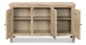 Sarreid Louis Xvi Buffet - Exquisite Antique Oak Finish, 3 Doors, 2 Adjustable Shelves, Timeless Elegance Tan  R059-64