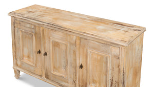 Sarreid Louis Xvi Buffet - Exquisite Antique Oak Finish, 3 Doors, 2 Adjustable Shelves, Timeless Elegance Tan  R059-64