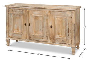 Sarreid Louis Xvi Buffet - Exquisite Antique Oak Finish, 3 Doors, 2 Adjustable Shelves, Timeless Elegance Tan  R059-64