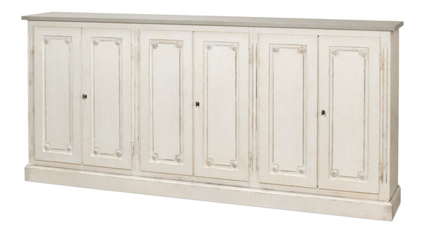 Sarreid Bellagio Sideboard 96" - Elegant Stucco White Base With Chic Grey Top For Modern Living Spaces Grey  R061-14t15