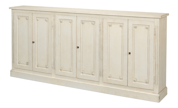 Sarreid Bellagio Sideboard 96" - Elegant White Finish, Stylish Wood Design For Modern Home Storage Solutions   R061-37