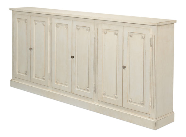 Sarreid Bellagio Sideboard 96" - Elegant White Finish, Stylish Wood Design For Modern Home Storage Solutions   R061-37