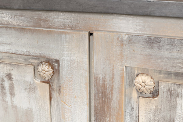 Sarreid Bellagio Sideboard 96” - Elegant Grey Oak Base With Stone Grey Top For Modern Home Décor Grey  R061-73t01