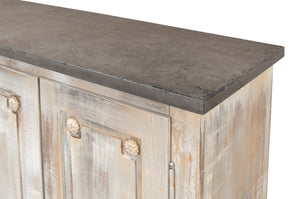Sarreid Bellagio Sideboard 96” - Elegant Grey Oak Base With Stone Grey Top For Modern Home Décor Grey  R061-73t01