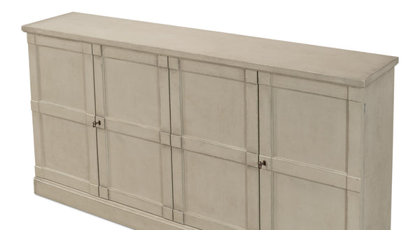 Sarreid Lionisio Buffet 75" - Stylish Washed Gray Wood With 4 Doors & 2 Adjustable Shelves For Storage Grey  R077-04w