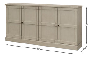 Sarreid Lionisio Buffet 75" - Stylish Washed Gray Wood With 4 Doors & 2 Adjustable Shelves For Storage Grey  R077-04w