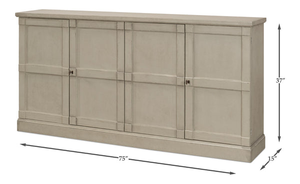 Sarreid Lionisio Buffet 75" - Stylish Washed Gray Wood With 4 Doors & 2 Adjustable Shelves For Storage Grey  R077-04w