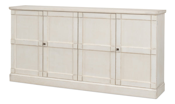 Sarreid Lionisio Buffet 75 - Elegant Stucco White Wood Cabinet With 4 Stylish Doors For Modern Homes White  R077-14w