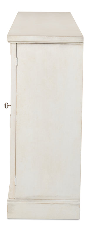 Sarreid Lionisio Buffet 75 - Elegant Stucco White Wood Cabinet With 4 Stylish Doors For Modern Homes White  R077-14w