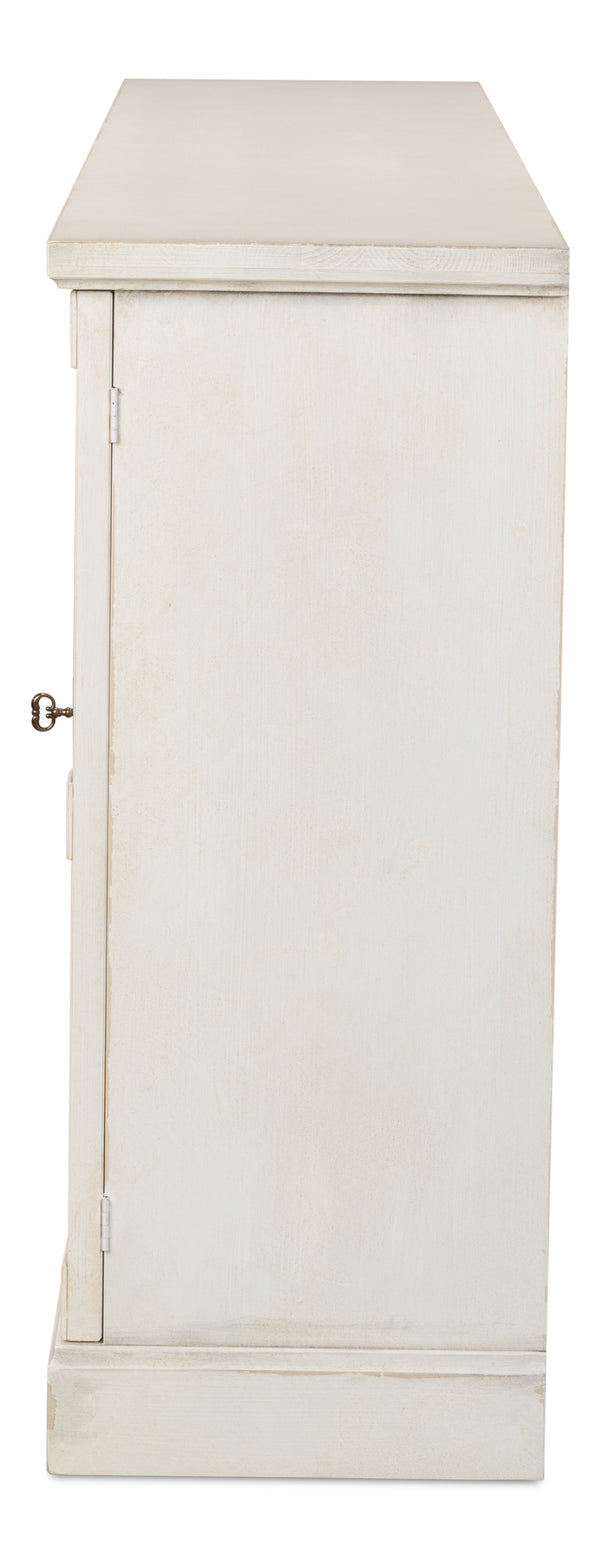 Sarreid Lionisio Buffet 75 - Elegant Stucco White Wood Cabinet With 4 Stylish Doors For Modern Homes White  R077-14w